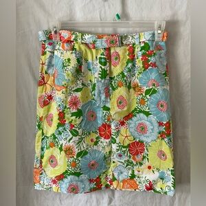 Talbots Floral Mini Skirt - Multicolor size 8 stretch belted golf